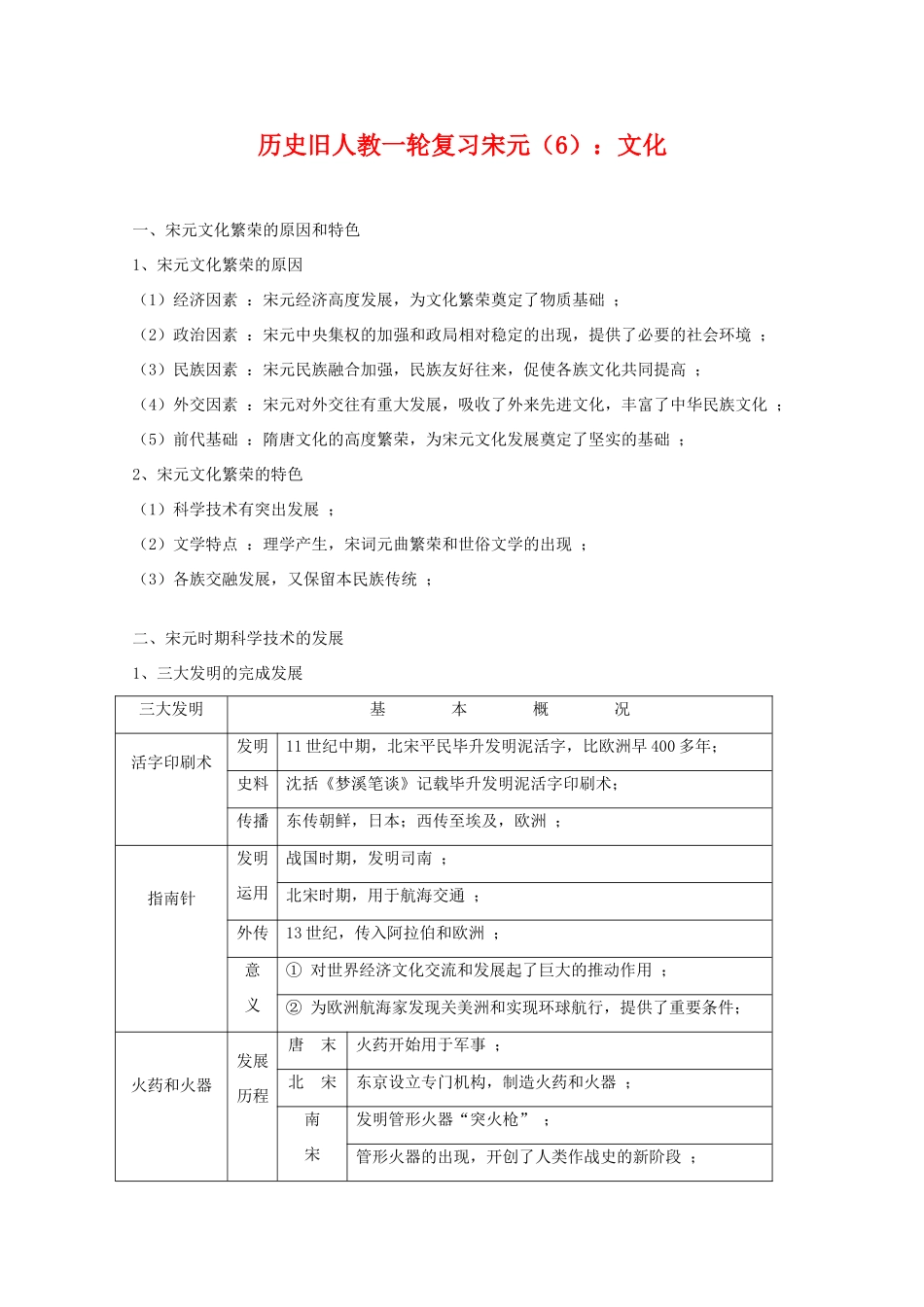 高三历史一轮复习宋元（6）：文化旧人教版_第1页