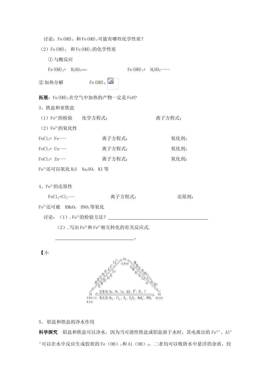 高考化学 第三章 第二节 铁的重要化合物学案 新人教版必修1_第2页