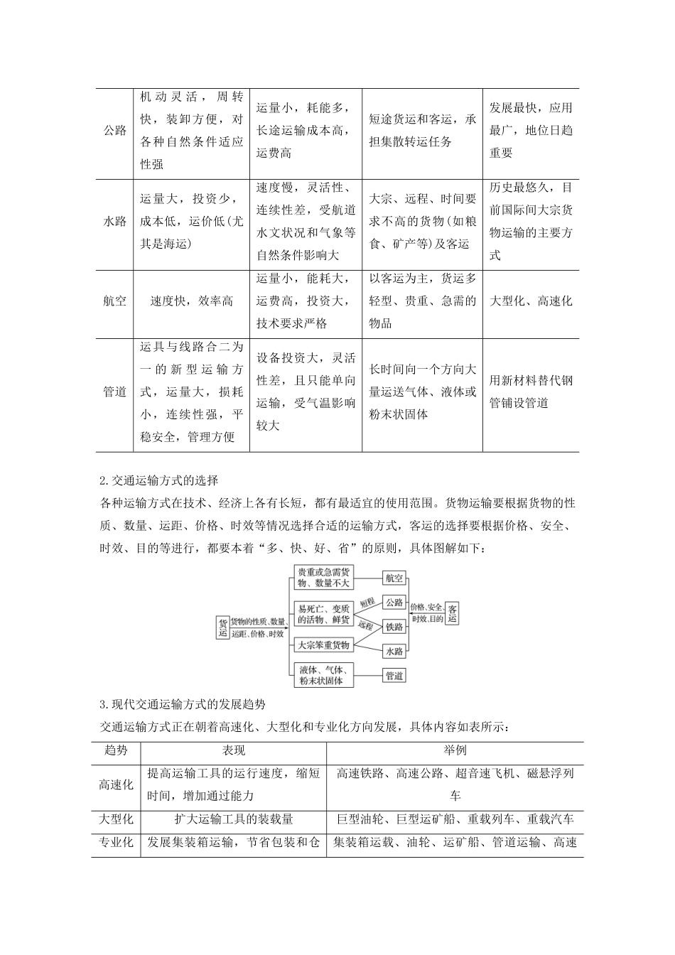 高中地理 第4章 交通运输布局与区域发展 第一节 区域发展对交通运输布局的影响学案 新人教版必修第二册-新人教版高一第二册地理学案_第3页