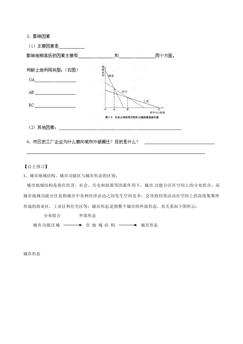 吉林省舒兰市第一中学高中地理 第二章 第一节 城市内部空间结构导学案 新人教版必修2_第2页