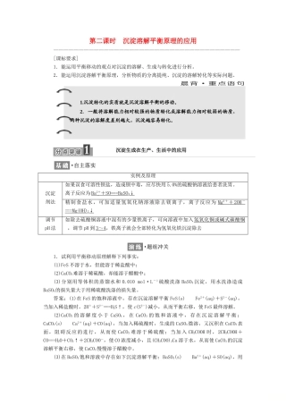 高中化学 专题3 溶液中的离子反应 第四单元 第二课时 沉淀溶解平衡原理的应用学案 苏教版选修4-苏教版高二选修4化学学案