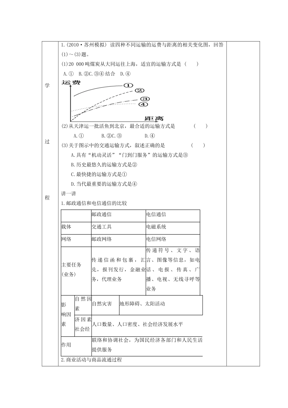 山东省新泰市第二中学高三地理 课时39 生产活动中地域联系的重要性和主要方式导学案_第2页