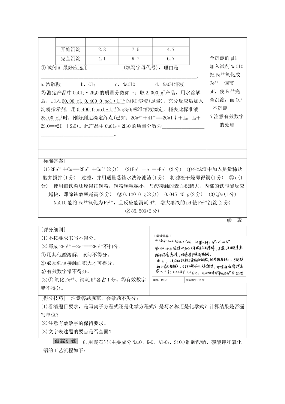 优化方案（全国通用）高考化学二轮复习 下篇 应试高分策略 专题2 非选择题提分策略 第四讲 图像、图表及数据分析题学案-人教版高三全册化学学案_第3页