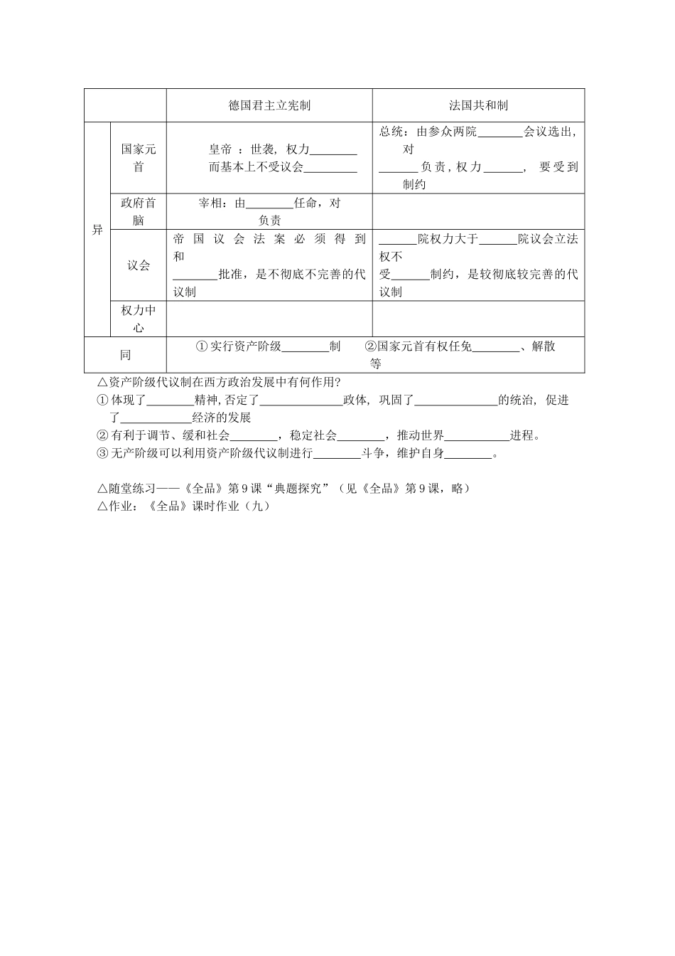 高中历史 落实课标要求 第9课 资本主义政治制度在欧洲大陆的扩展全套学案（学生版） 新人教版必修1_第2页