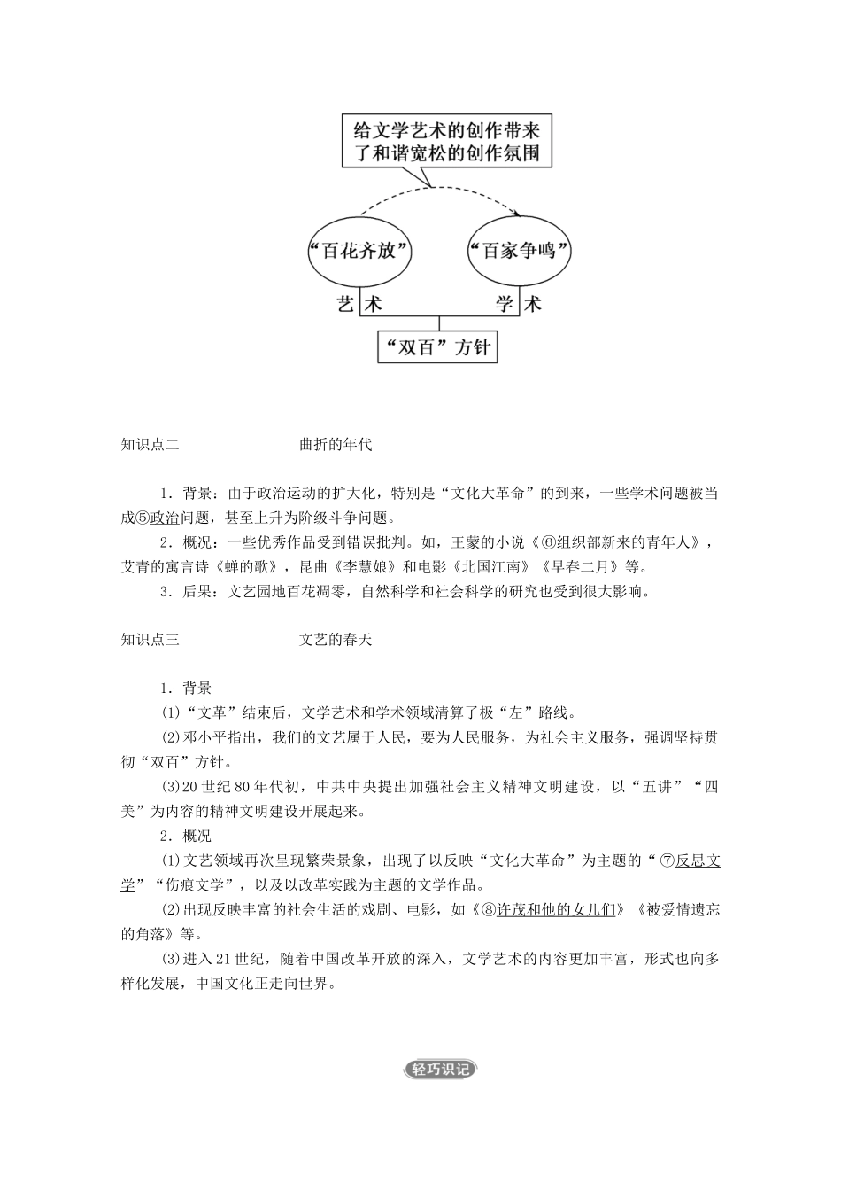 高中历史 第七单元 现代中国的科技、教育与文学艺术 第20课“百花齐放”“百家争鸣”学案（含解析）新人教版必修3-新人教版高二必修3历史学案_第2页