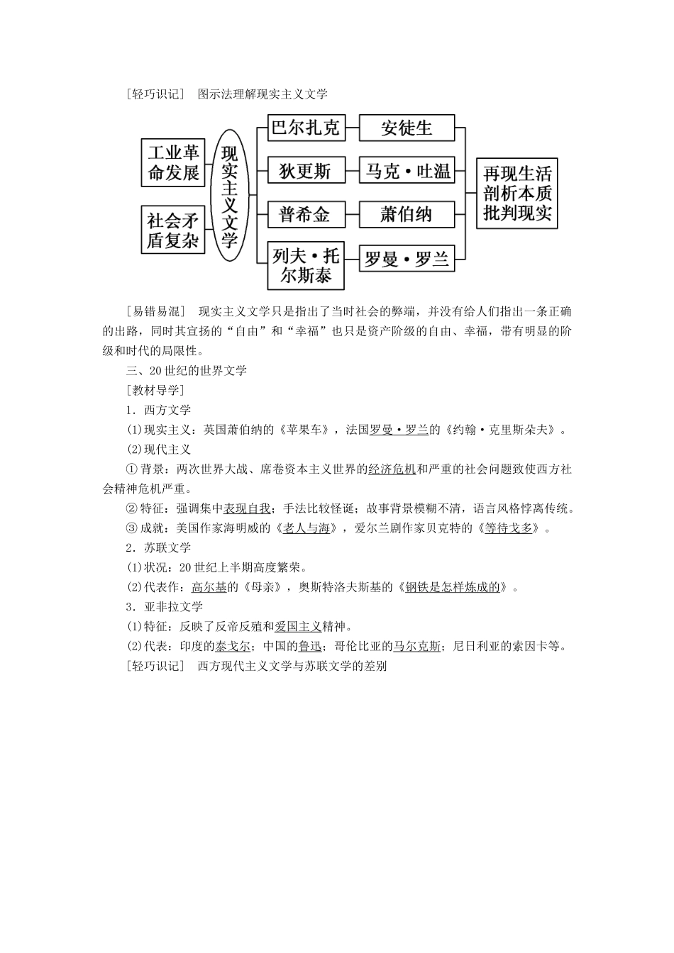 高中历史 第八单元 19世纪以来的世界文学艺术学案 新人教版必修3-新人教版高一必修3历史学案_第3页
