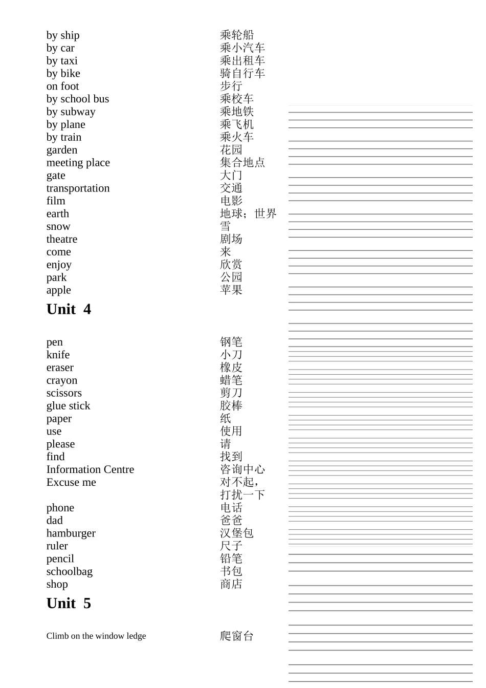 人教版一年级起点SL小学四年级上册单词表_第2页