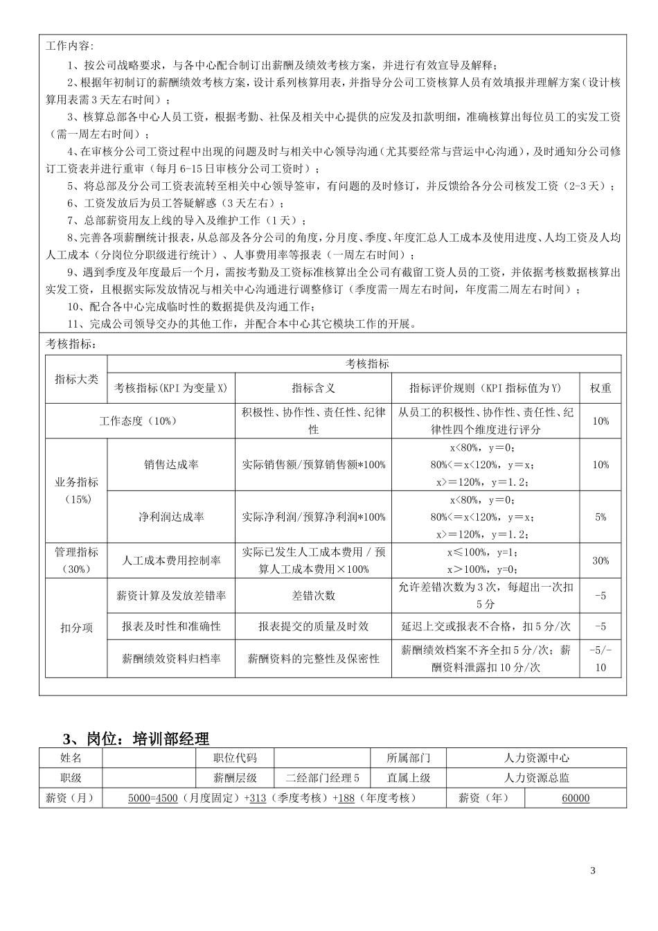 人力资源中心薪酬绩效考核一览表_第3页