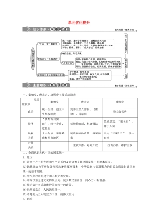 高中历史 第二单元 中国古代政治家优化提升学案 岳麓版选修4-岳麓版高二选修4历史学案