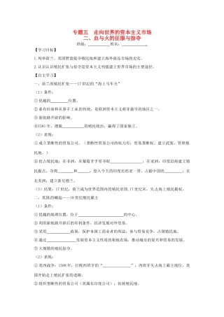 高中历史《5.2血与火的征服与掠夺》导学案 人民版必修2-人民版高一必修2历史学案