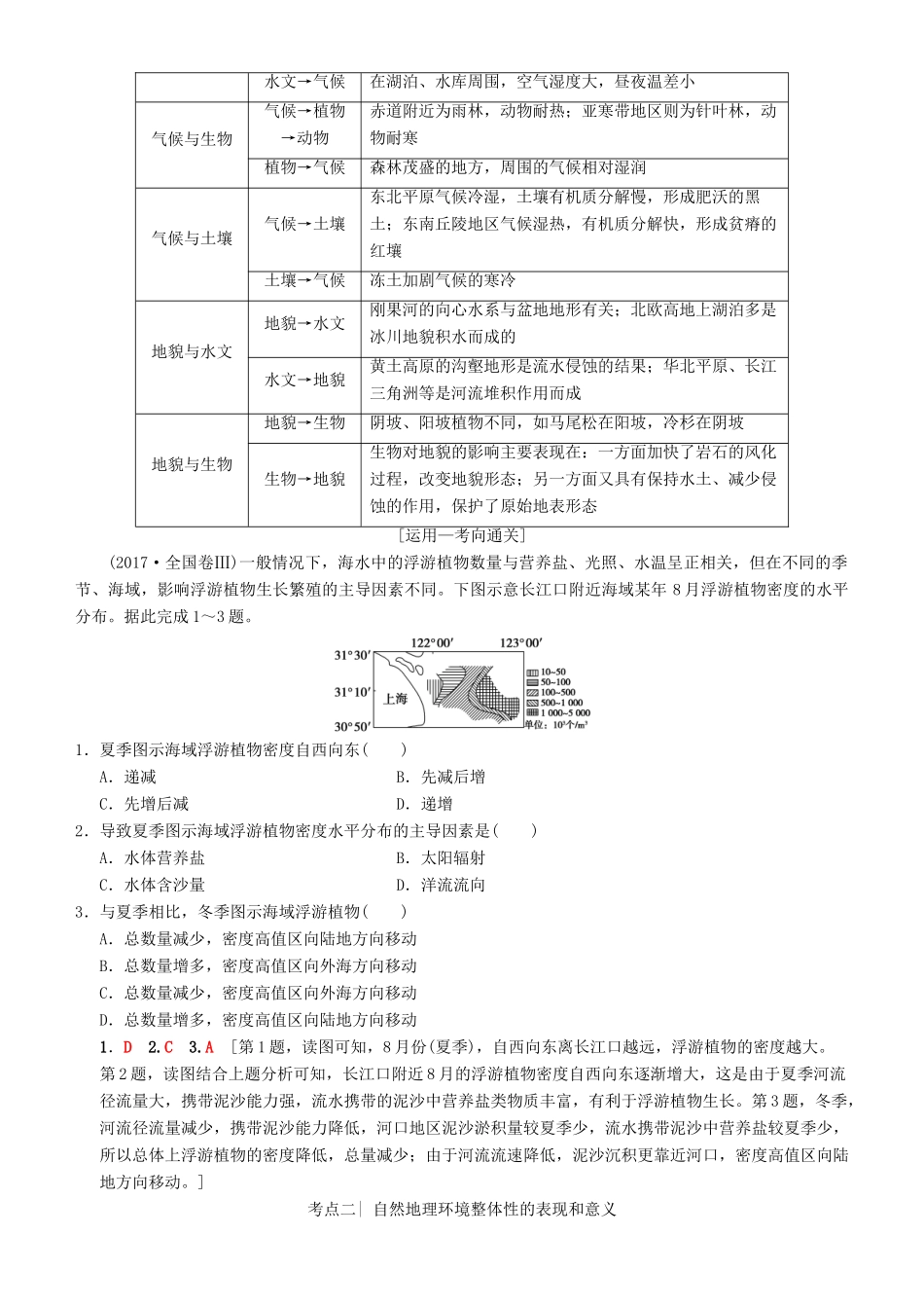 高考地理一轮复习 第十一讲 自然地理要素变化与环境变迁 自然地理环境的整体性讲练结合学案-人教版高三全册地理学案_第2页