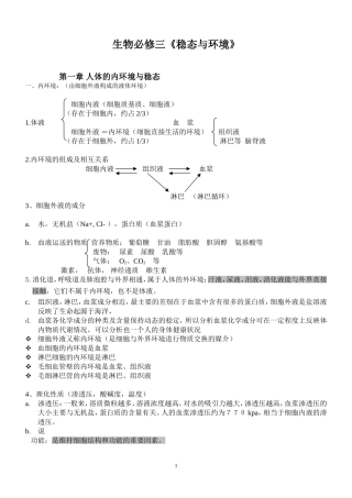 人教版高中生物必修三知识点超全面