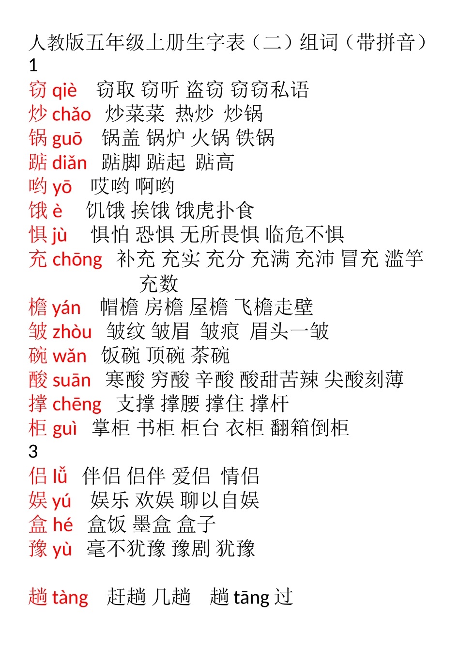 人教版五年级上册生字表_第1页