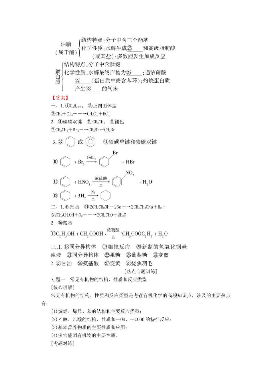 高中化学 第3章 有机化合物章末小结与测评学案 新人教版必修2-新人教版高一必修2化学学案_第2页