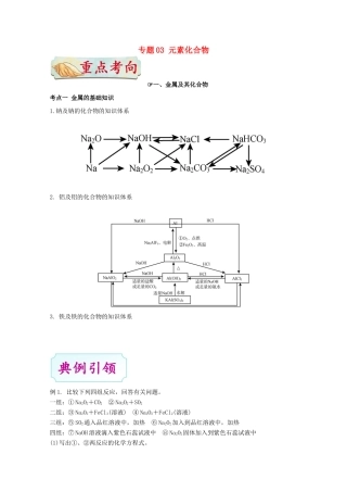 高考化学二轮复习 十大热门专题突破 专题03 元素化合物学案-人教版高三全册化学学案