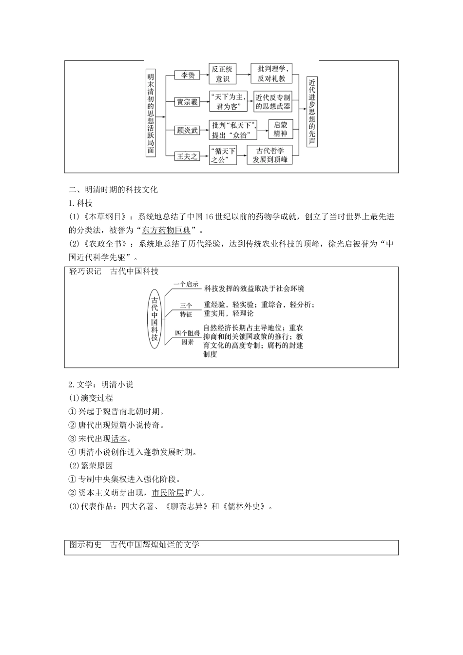高考历史一轮复习 第五单元 中华文明的辉煌与危机—明清时期 第11讲 明清时期的思想与科技文化学案 新人教版-新人教版高三全册历史学案_第2页