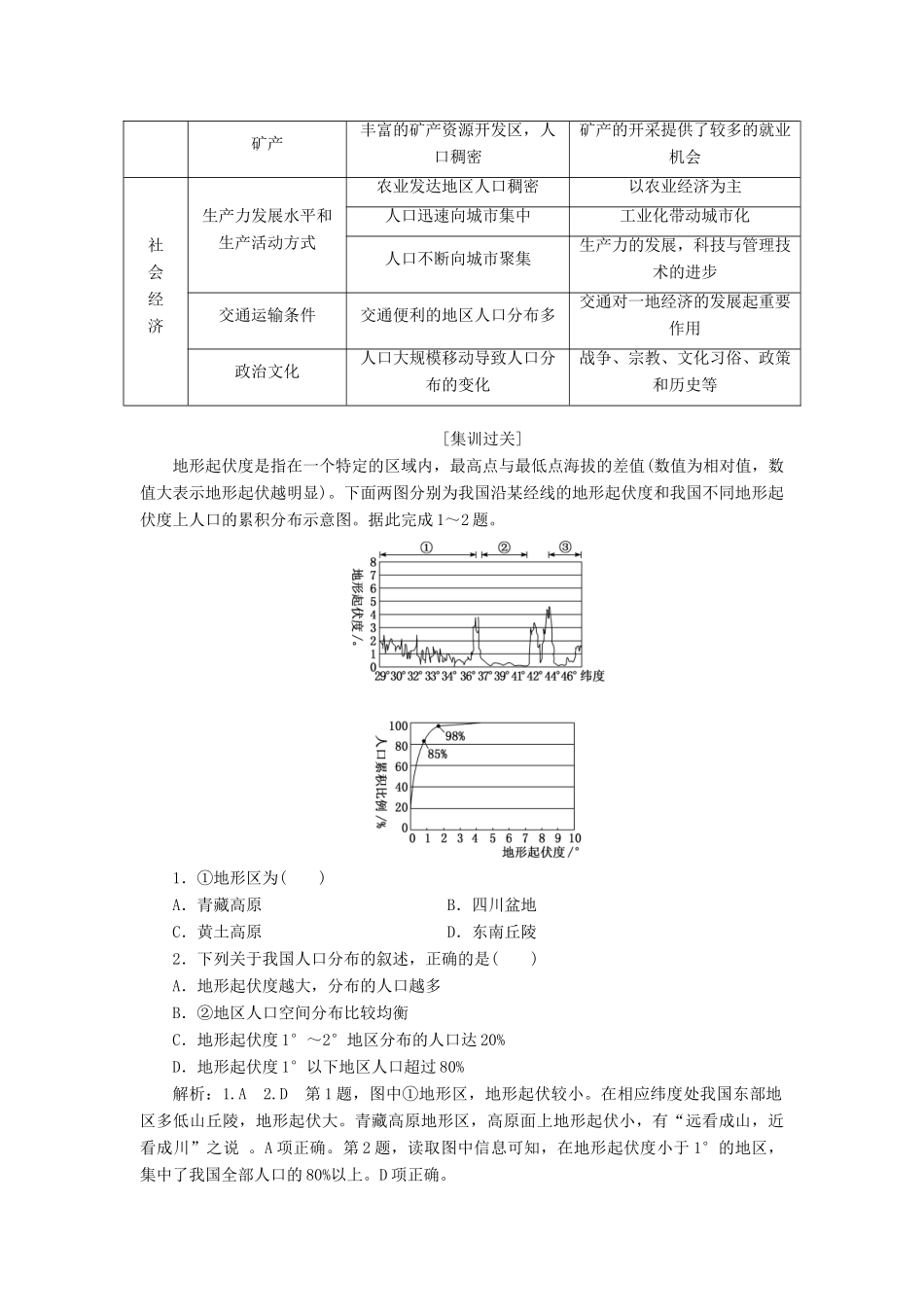 高考地理一轮复习 模块二 第一单元 人口与地理环境 第三讲 人口分布与人口合理容量学案（含解析）鲁教版-鲁教版高三全册地理学案_第3页