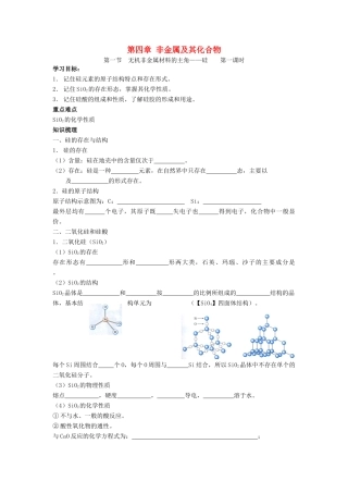 高中化学第四章 无机非金属材料的主角-硅学案新课标人教版必修1