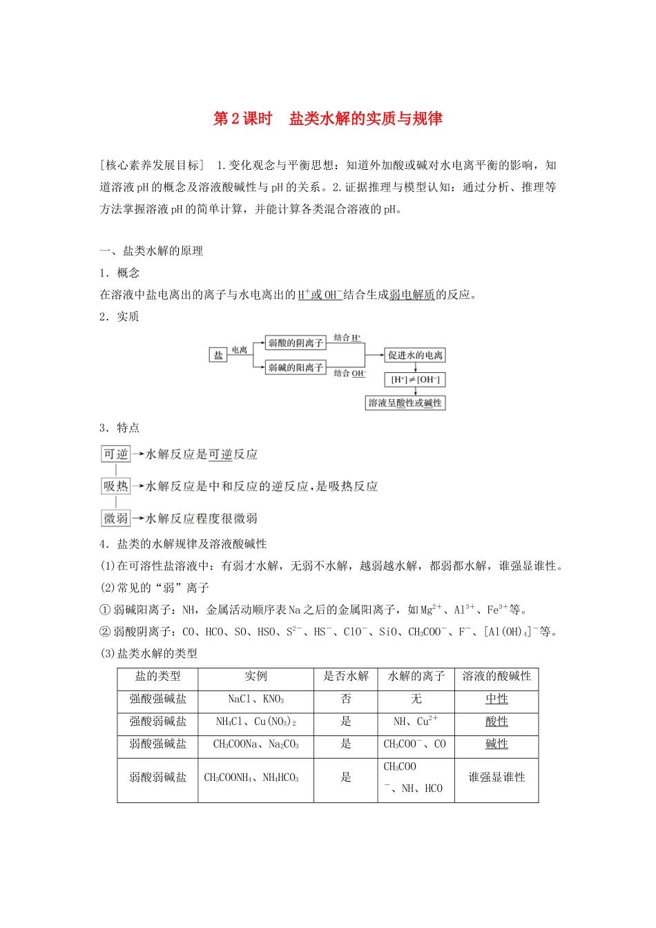 高中化学 第3章 第2节 第2课时 盐类水解的实质与规律学案（含解析）鲁科版选修4-鲁科版高中选修4化学学案_第1页