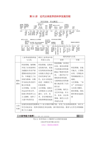 海南省高考历史一轮总复习 模块三 文化成长历程 第14单元 近代以来中外科技与文艺的发展历程 第31讲 近代以来世界的科学发展历程学案-人教版高三全册历史学案