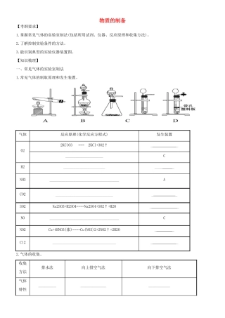 培优部高考化学一轮复习《化学实验》第3课时 物质的制备导学案-人教版高三全册化学学案