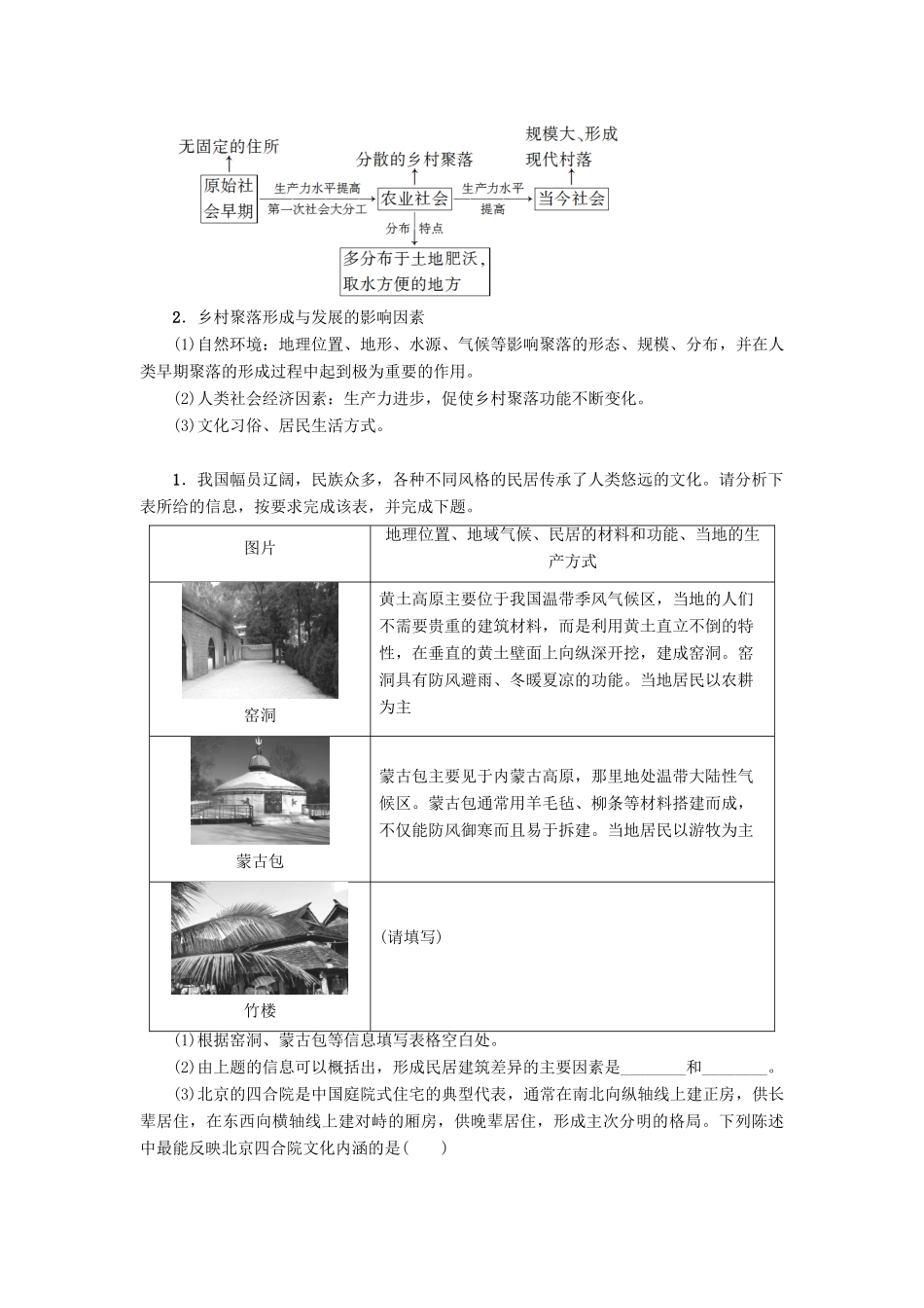 高中地理 第1单元 城乡聚落发展与城市化 第1节 城乡聚落的形成与发展学案 鲁教版选修4-鲁教版高一选修4地理学案_第3页