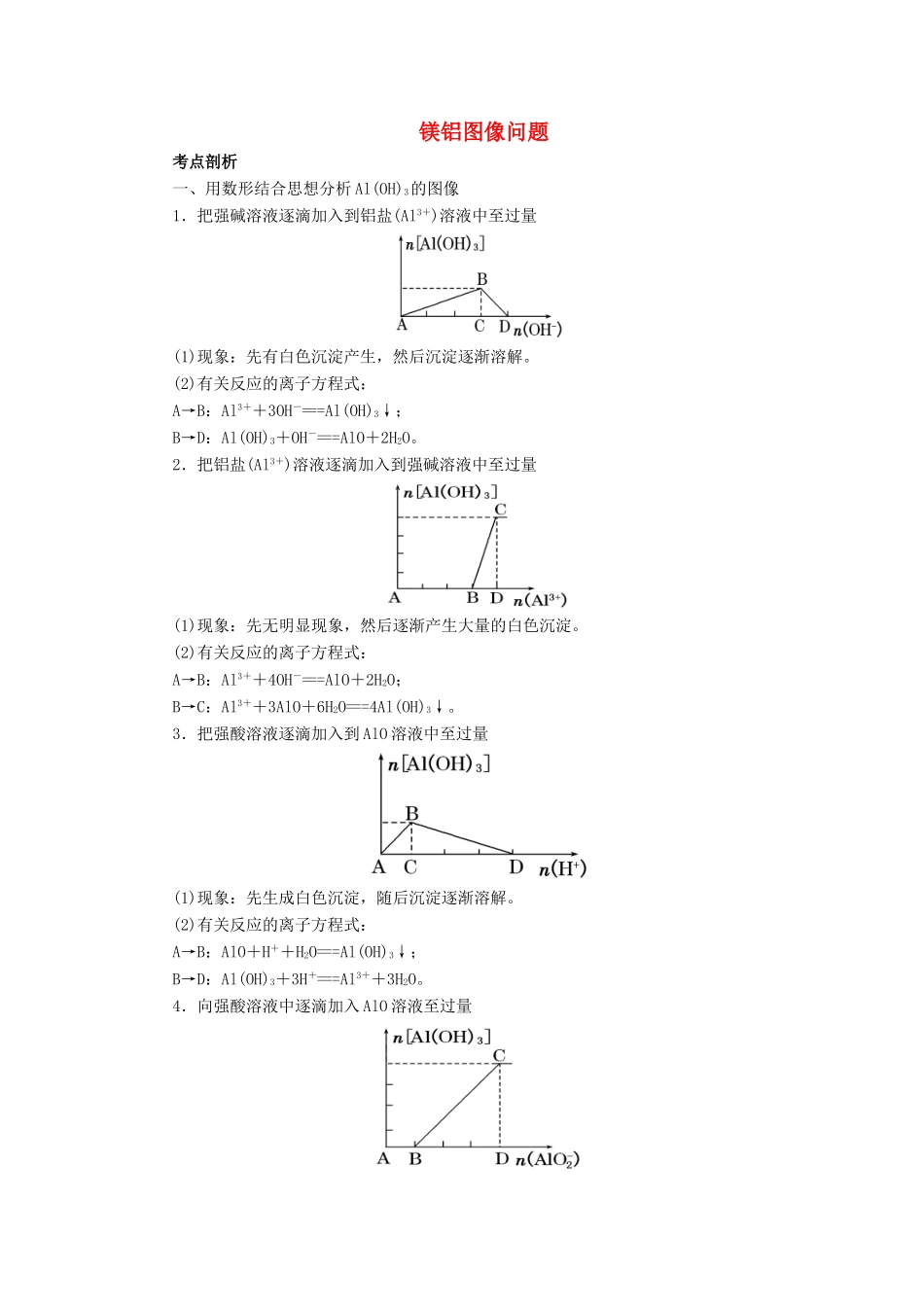 高考化学总复习 专题 镁铝图像问题导学案-人教版高三全册化学学案_第1页