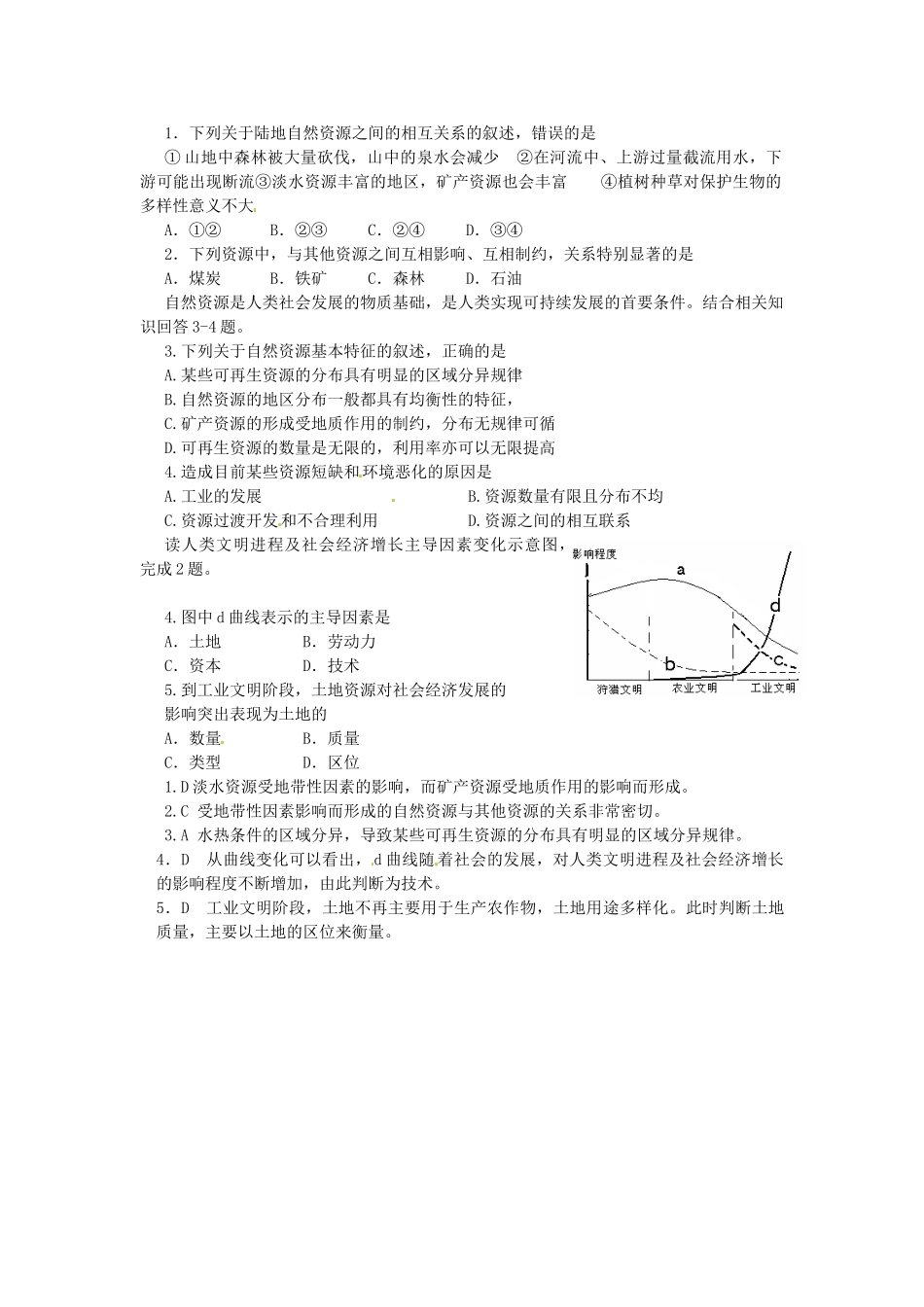 河北省永年县第一中学高三地理 自然资源和人类活动复习学案_第3页