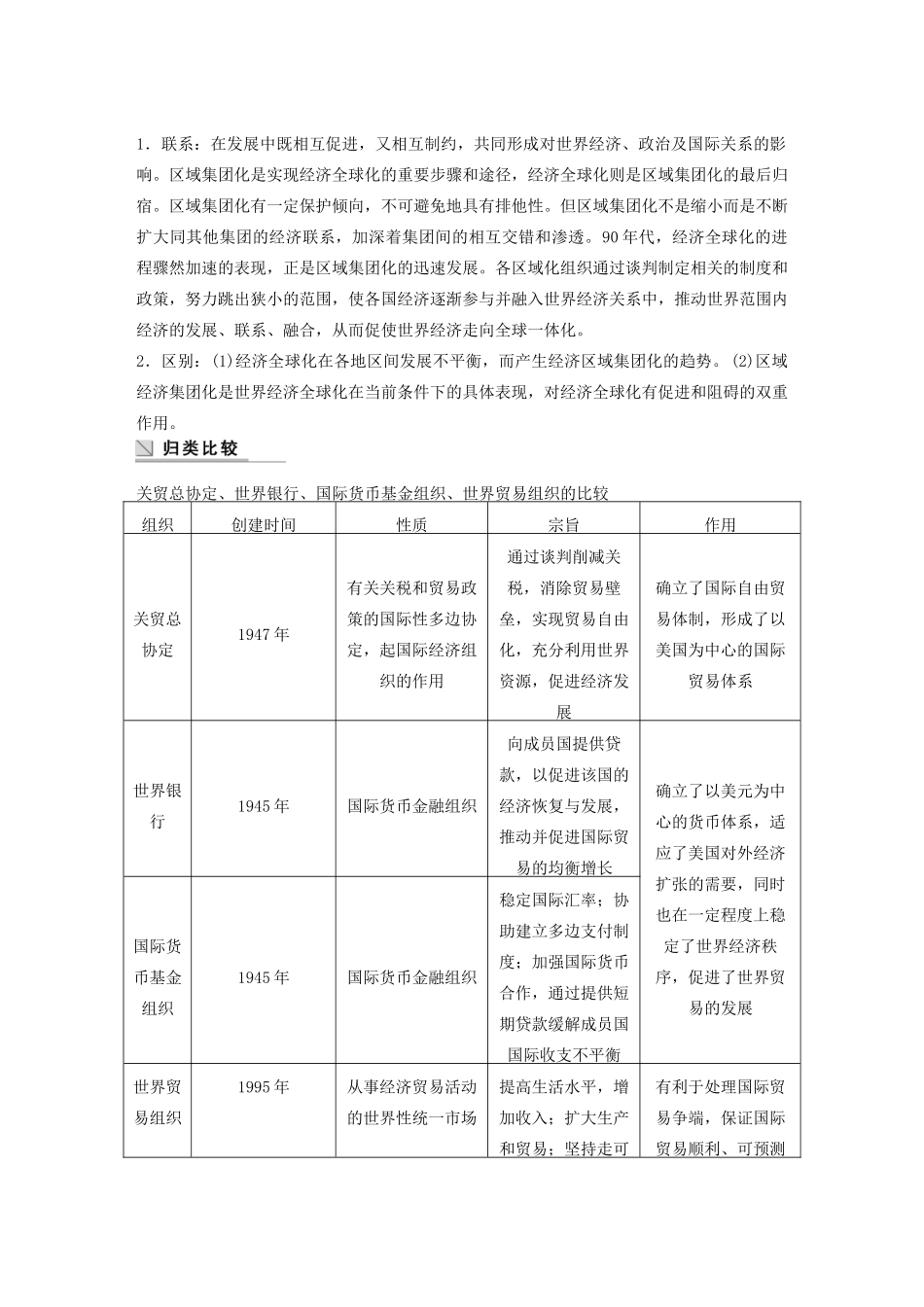 高中历史 专题八 当今世界经济的全球化趋势 课时4 专题学习总结学案 人民版必修2-人民版高一必修2历史学案_第3页