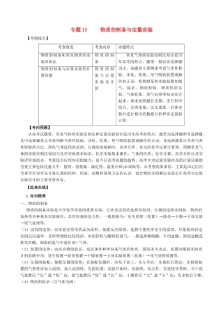 高考化学二轮复习 专题13 物质的制备与定量实验考点讲解学案-人教版高三全册化学学案