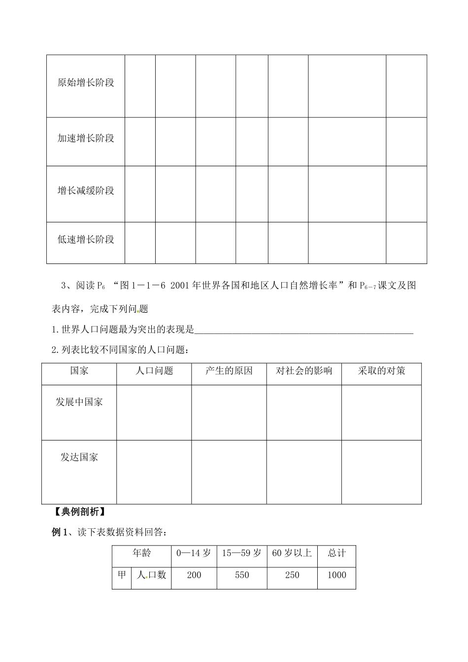 山东省泰安市肥城市第三中学高中地理 人口增长与人口问题学案 鲁教版必修2_第2页