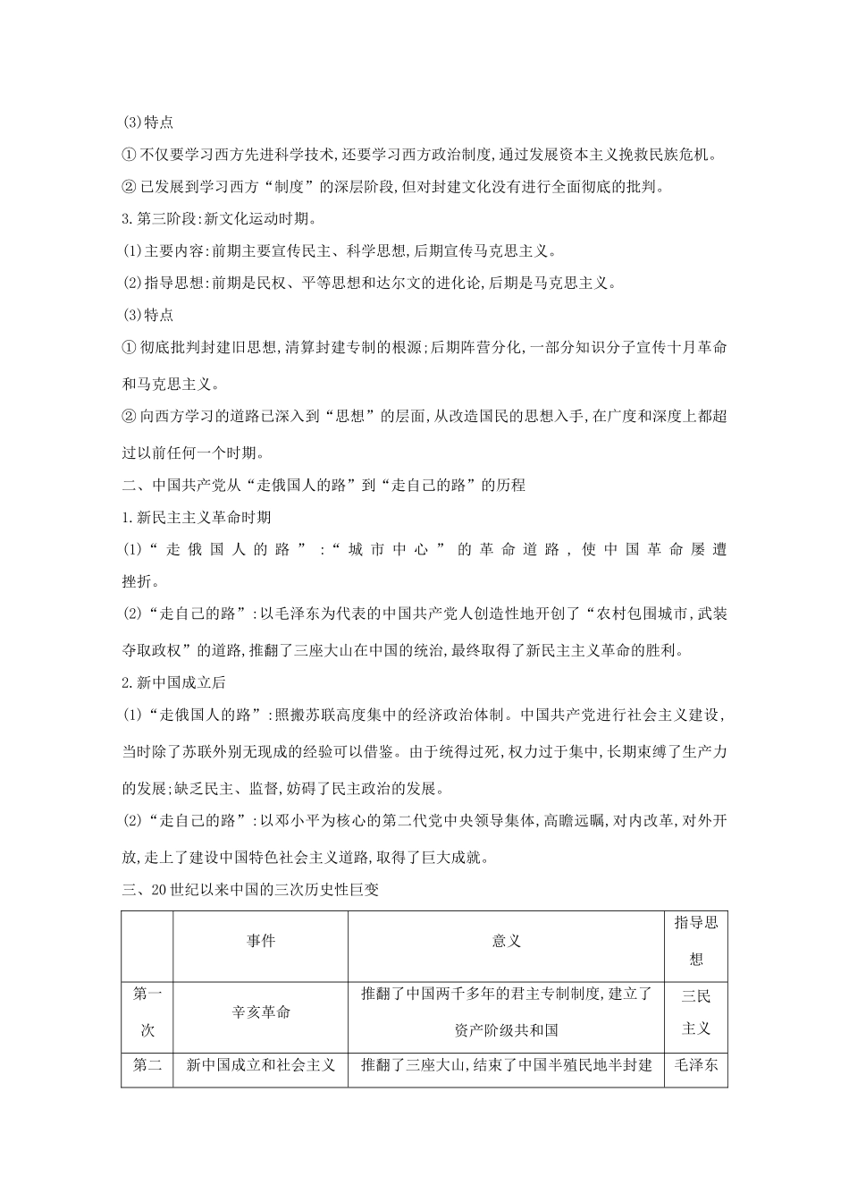 高考历史一轮复习 专题十二 近代以来中国思想解放理论成果及科技文化专题总结导学案 人民版-人民版高三全册历史学案_第2页
