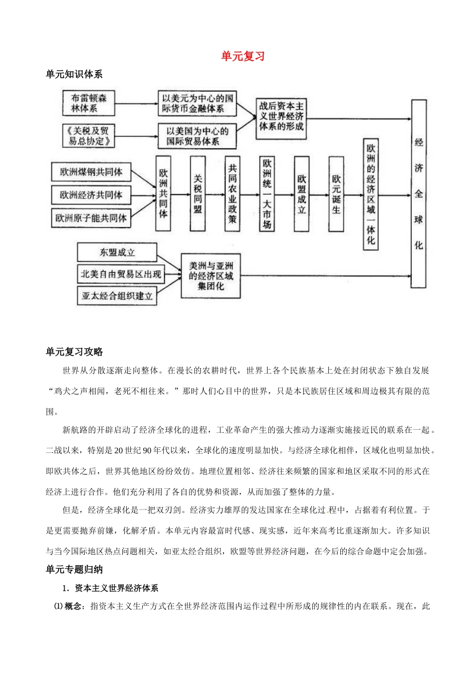 高中历史 第五单元《欧洲的经济区域一体化》精品学案 岳麓版必修2_第1页