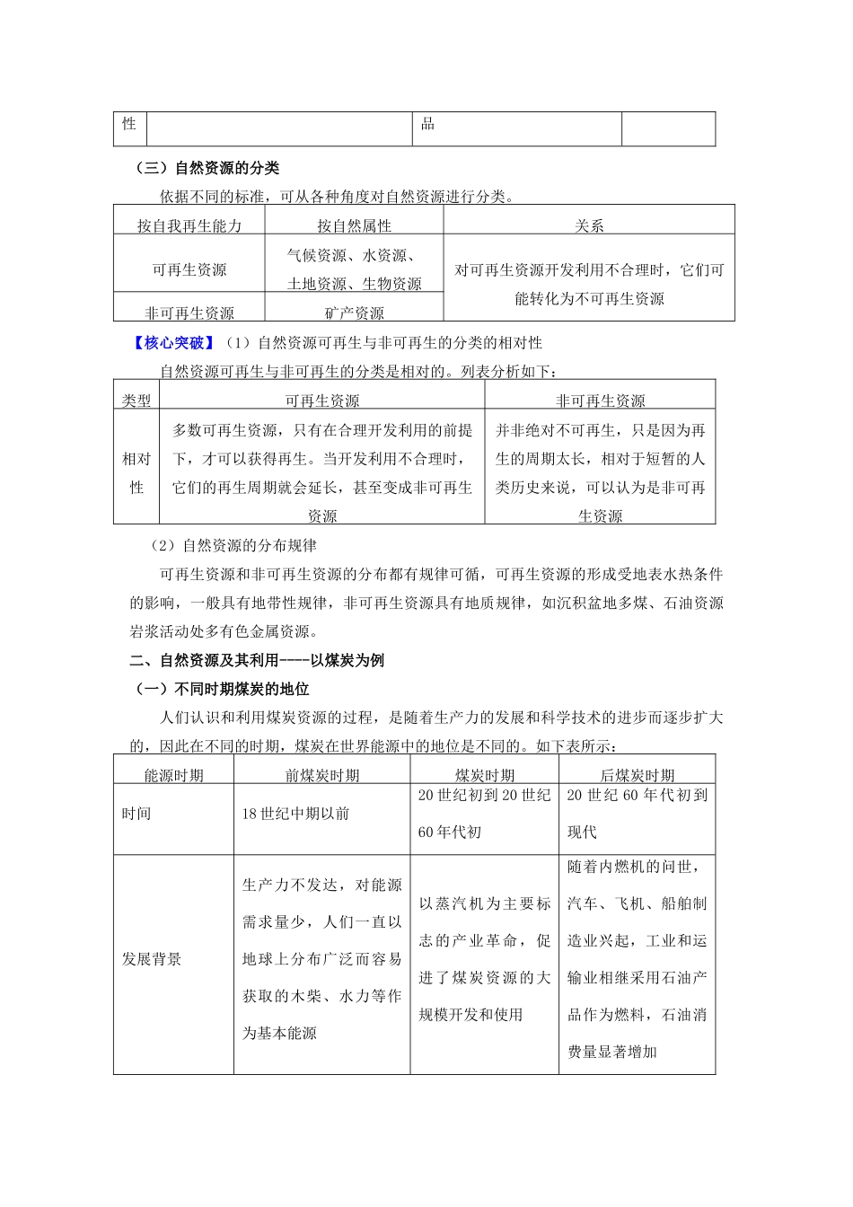 高中地理 第四章 自然环境对人类活动的影响 第三节 自然资源与人类活动 自然资源的分类及其利用学案 湘教版必修1-湘教版高一必修1地理学案_第3页