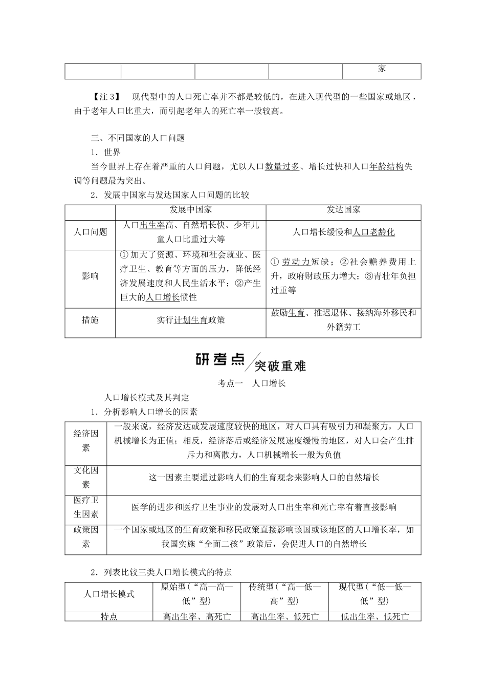 高考地理一轮复习 模块二 第一单元 人口与地理环境 第一讲 人口增长与人口问题学案（含解析）鲁教版-鲁教版高三全册地理学案_第2页