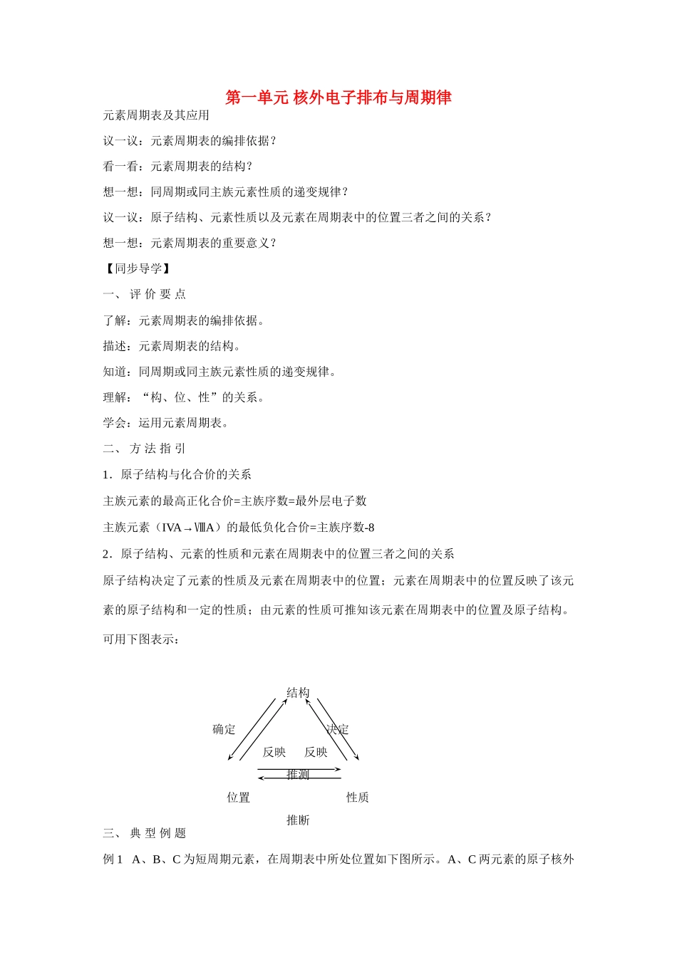 高中化学：1.1.2 元素周期表及其应用 学案苏教版必修2_第1页
