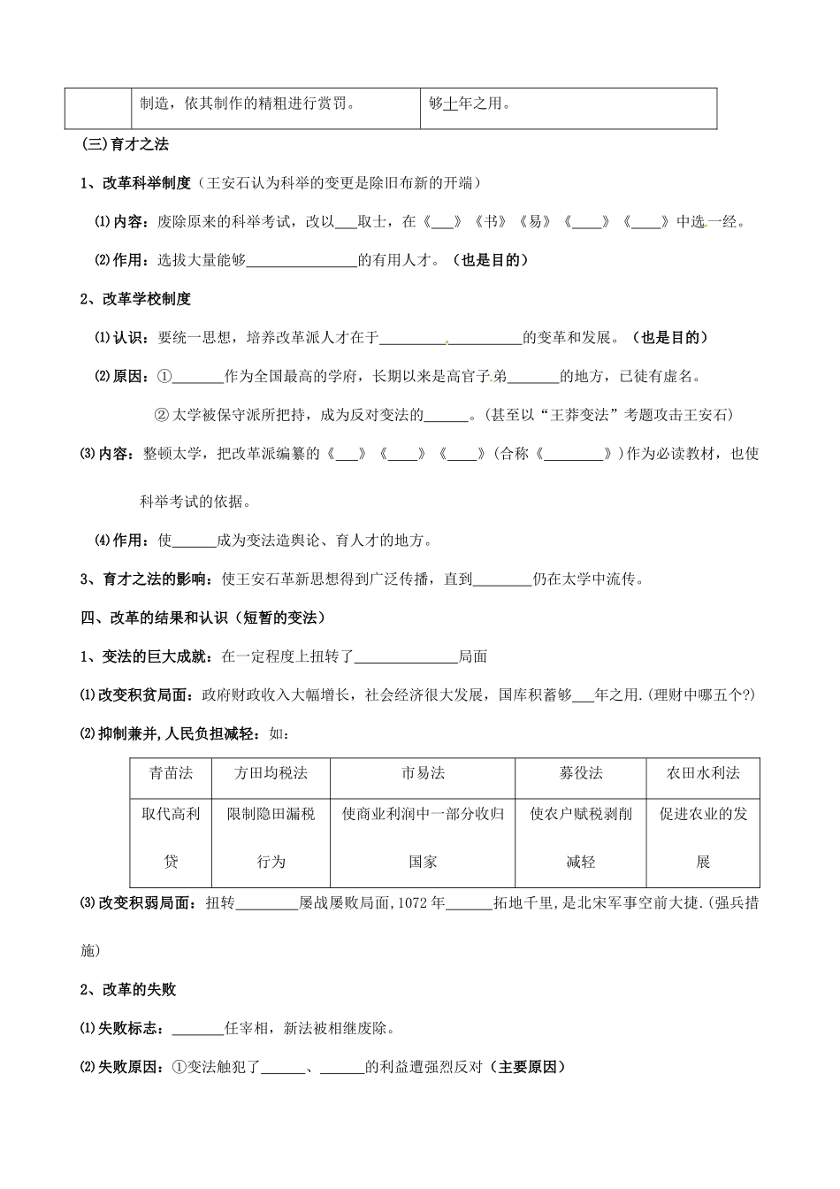 河北省唐山市开滦第二中学高中历史 王安石变法学案 新人教版选修1_第3页