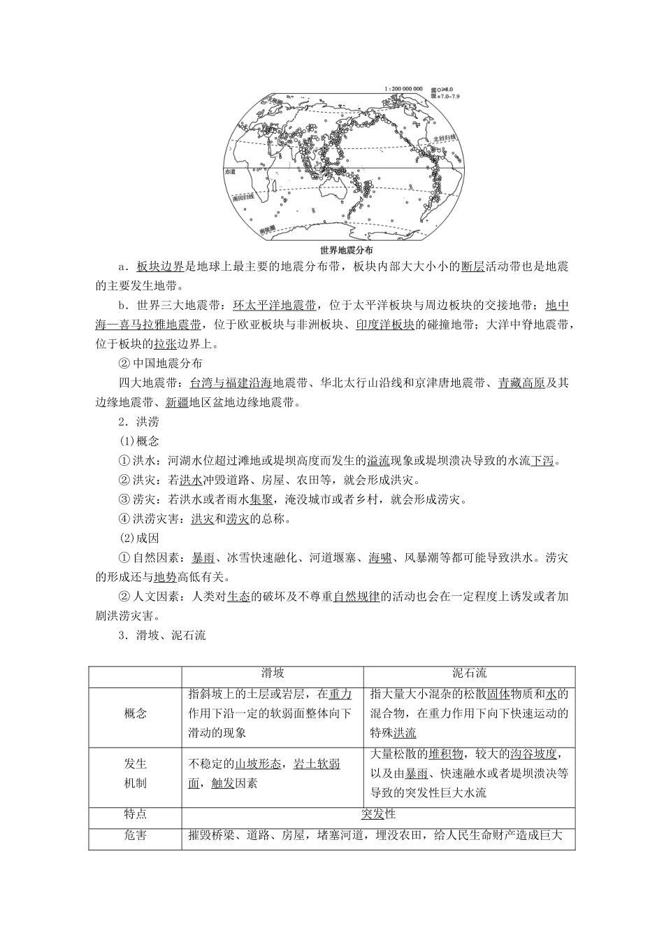 高中地理 第四单元 从人地作用看自然灾害 4.1 自然灾害的成因学案 鲁教版必修第一册-鲁教版高一第一册地理学案_第3页