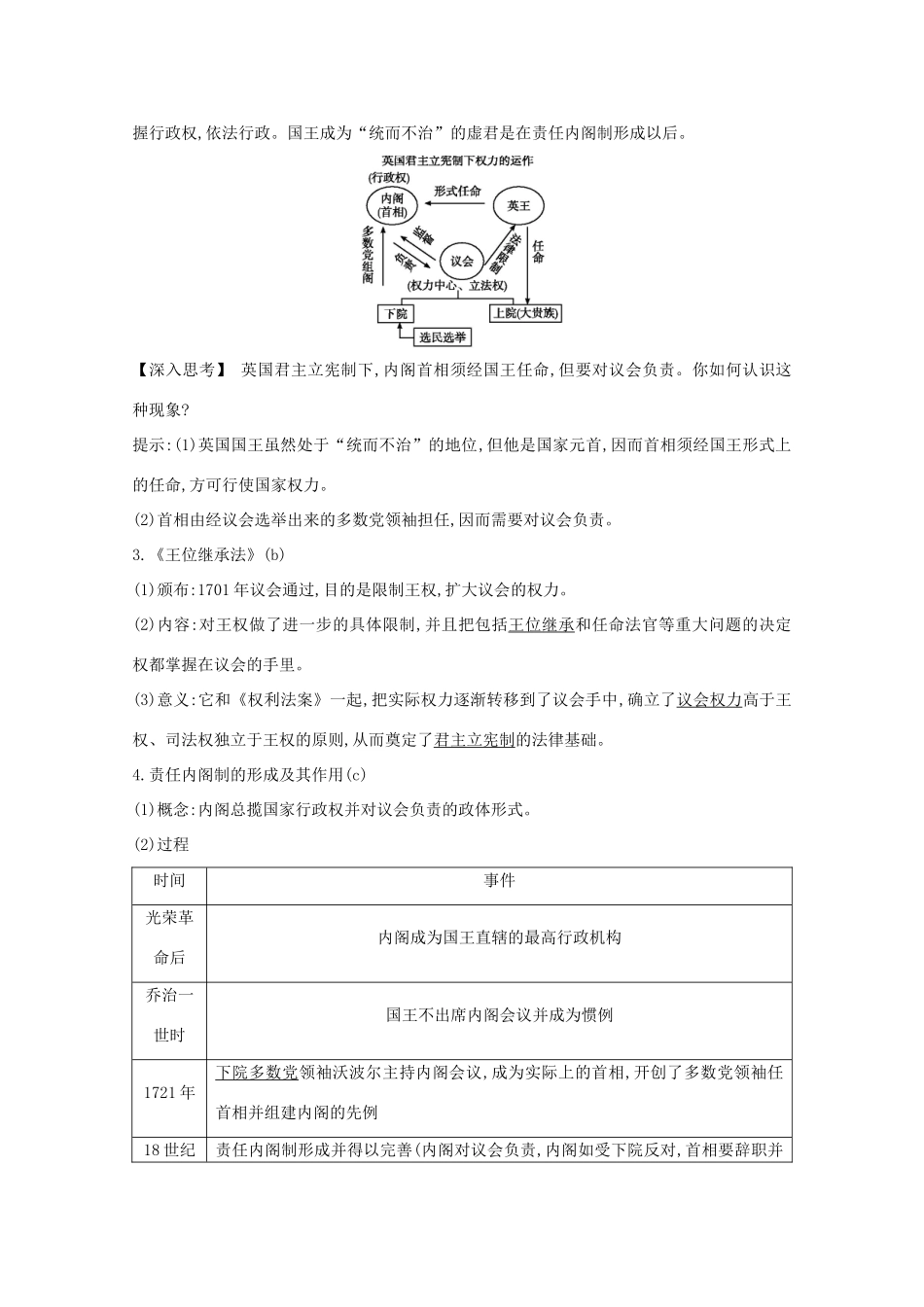 高考历史一轮复习 专题四 西方民主政治的演进 考点2 英国代议制的确立与完善及美国宪法导学案 人民版-人民版高三全册历史学案_第2页