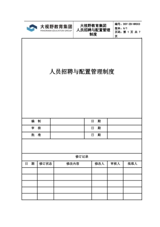 人员招聘与配置管理制度-2014.8.10