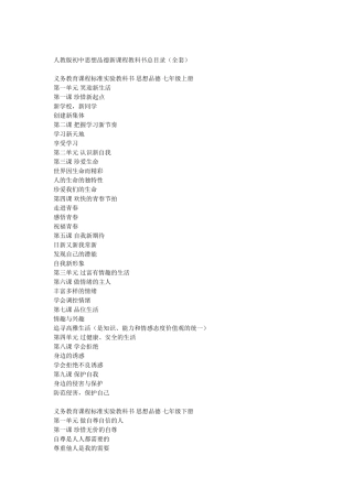 人教版初中思想品德新课程教科书总目录(全套)