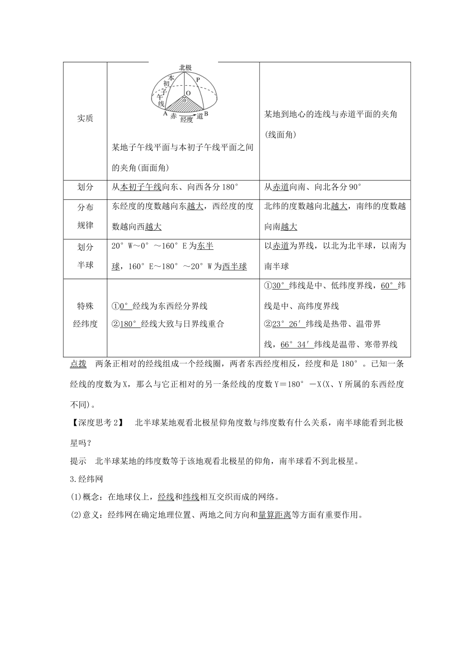 高考地理一轮复习 第一单元 地球和地图 第1讲 地球与地球仪学案 鲁教版-鲁教版高三全册地理学案_第3页