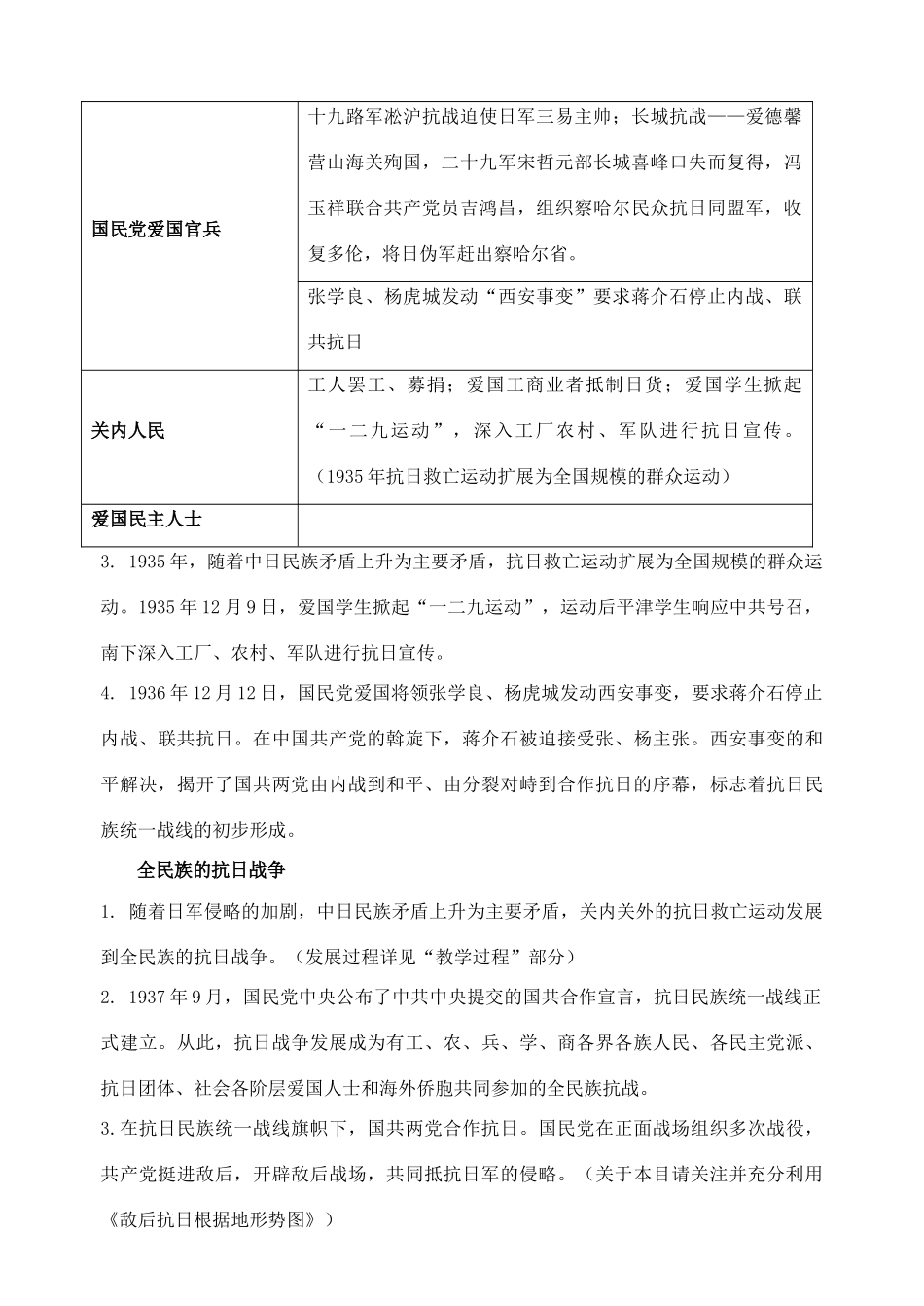 高中历史 专题二三、伟大的抗日战争学案人民版_第3页