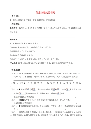 高三化学一轮复习 信息方程式的书写学案-人教版高三全册化学学案