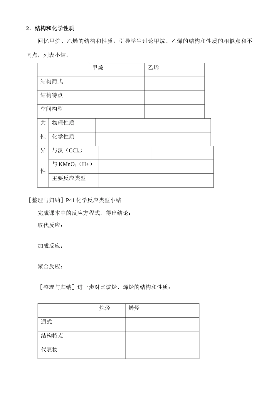 苏教版高中化学选修5专题3《脂肪烃》学案（第一课时）_第2页
