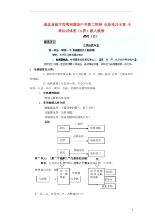 湖北省咸宁市鄂南高级中学高二物理 优质预习全案 全章知识体系（A班）新人教版