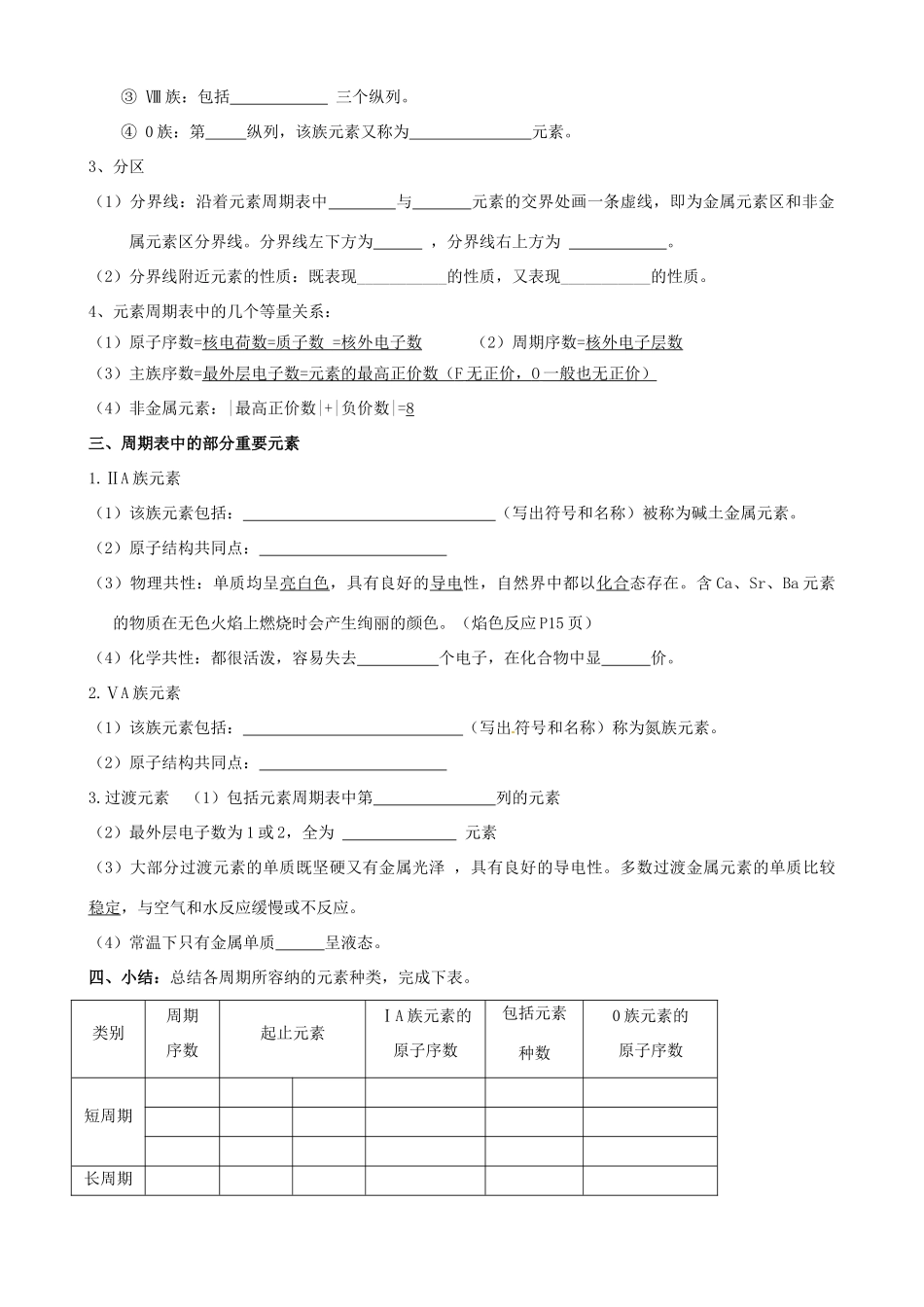 山东省高密市第三中学高三化学一轮复习 第一章 第2节 元素周期律 元素周期表导学案_第2页