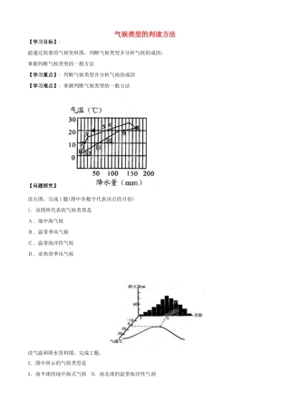浙江省安吉县振民中学高三地理《气候类型的判读方法》 