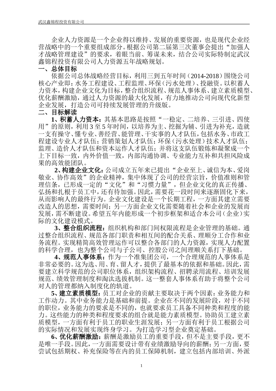 人力资源五年战略规划_第1页