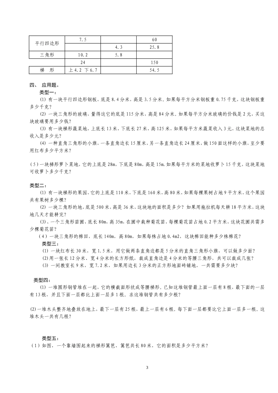 人教版五年级数学上册多边形的面积分类复习_第3页